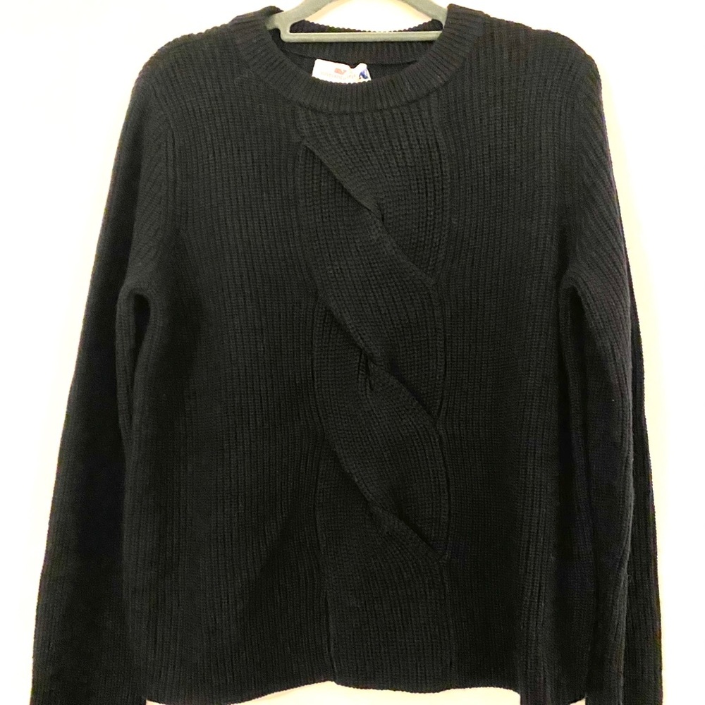 Vineyard Vines | Cable Front Jet Black Sweater - Picture 5 of 10